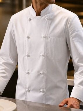 Bundle of 6:  Pinnacle HD C330 White Long Sleeve Chef Coats – Size 42M  LARGE